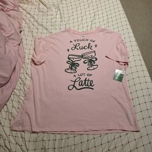 A Touch of Luck A Lot of Latte Pink Graphic Tee - Kids